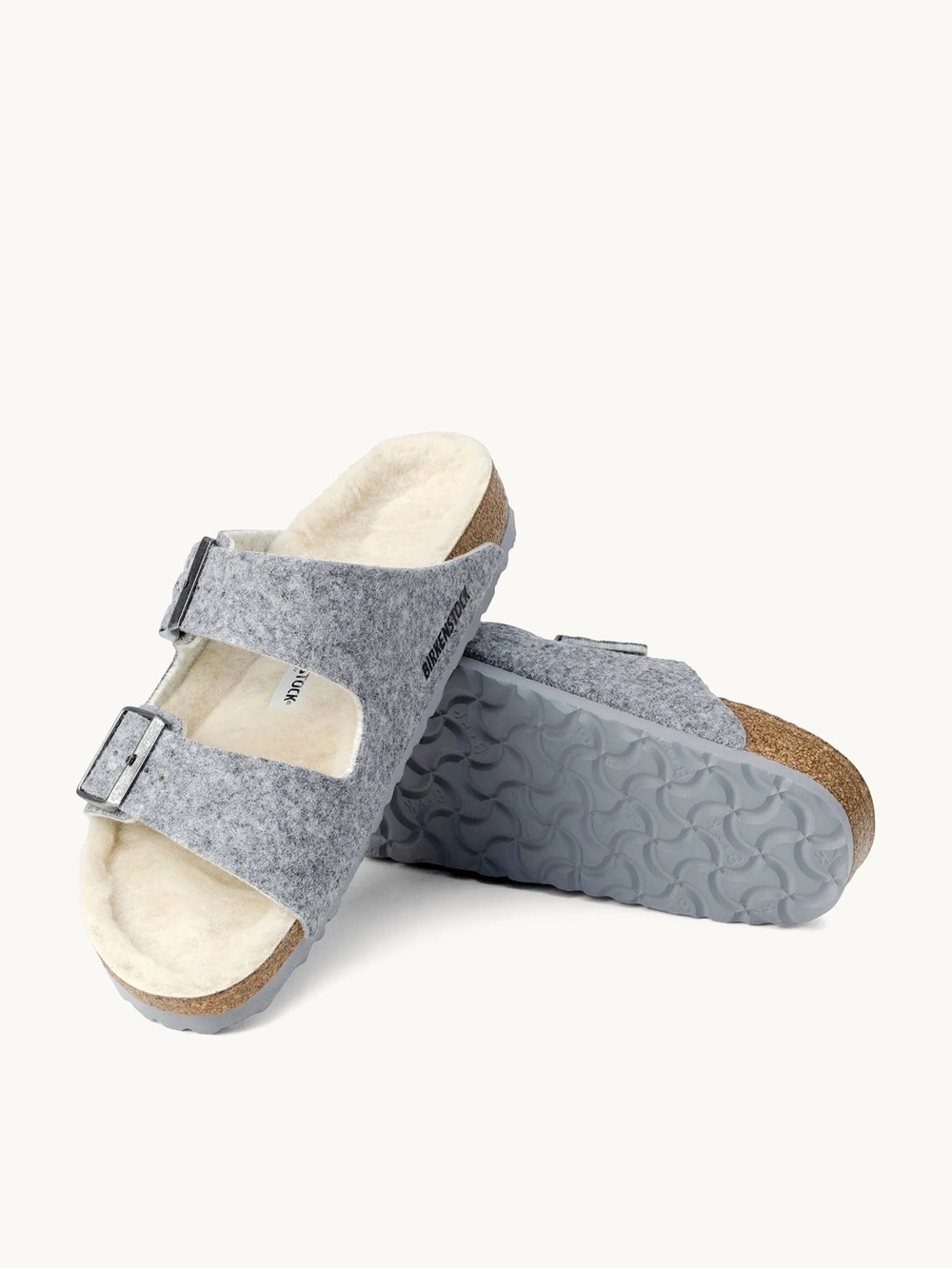Birkenstock Arizona Shearling Gray Wool Sandals EU 39